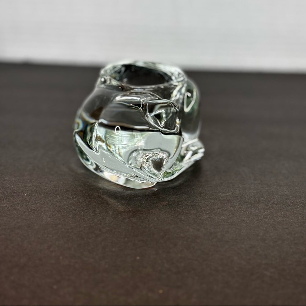 Vintage Indiana Glass Crystal Clear Sleeping Cat Votive Candle Tea Light Holder - Picture 4 of 8